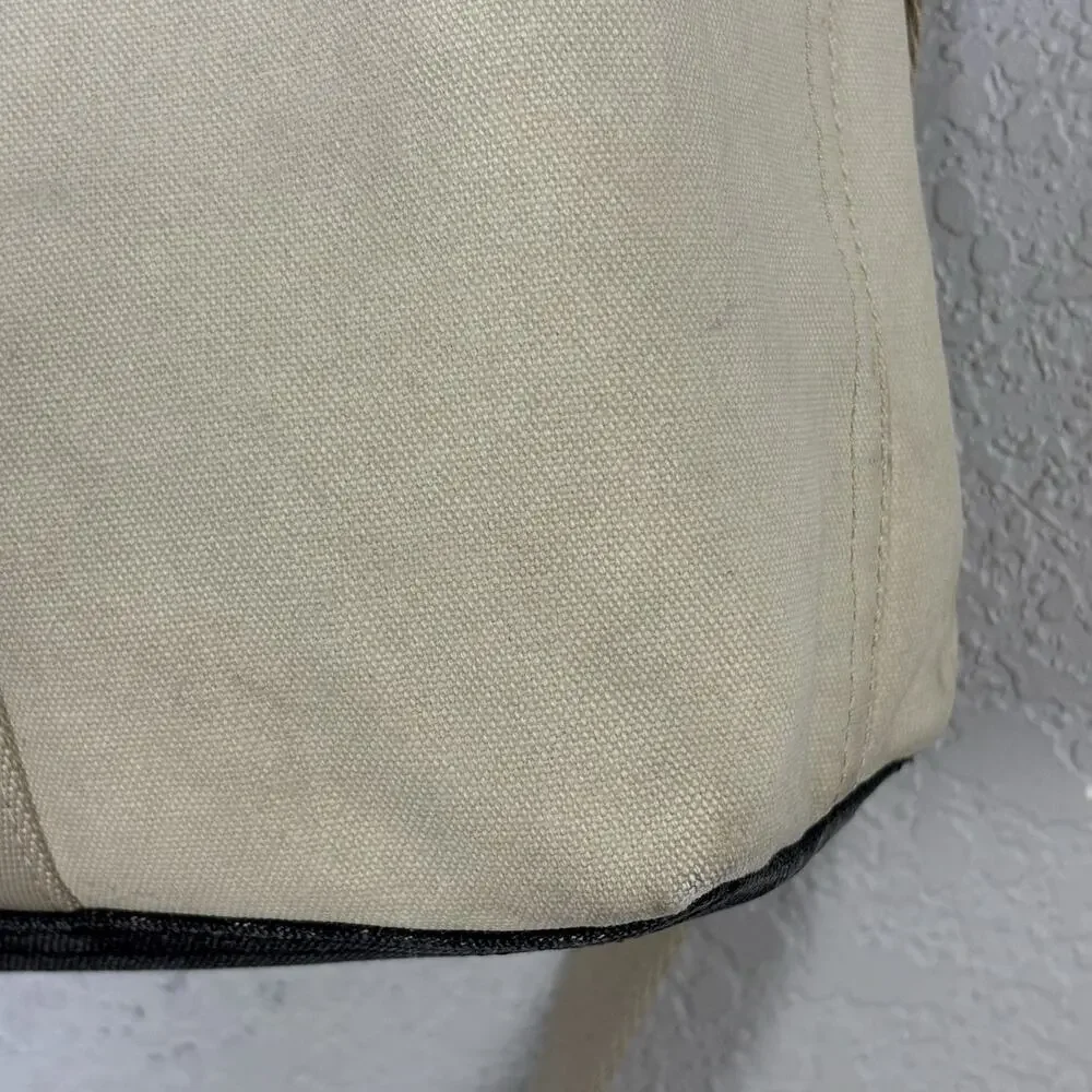 Coach Heritage Web Tote Bag Canvas Leather 16 x 16 Navy Blue Beige